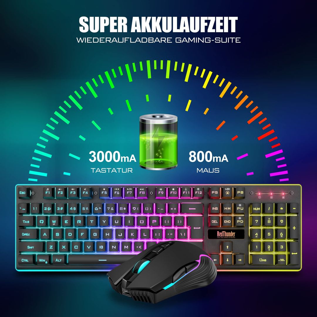Red Thunder K10 Kabelloses Gaming Tastatur und Maus Set