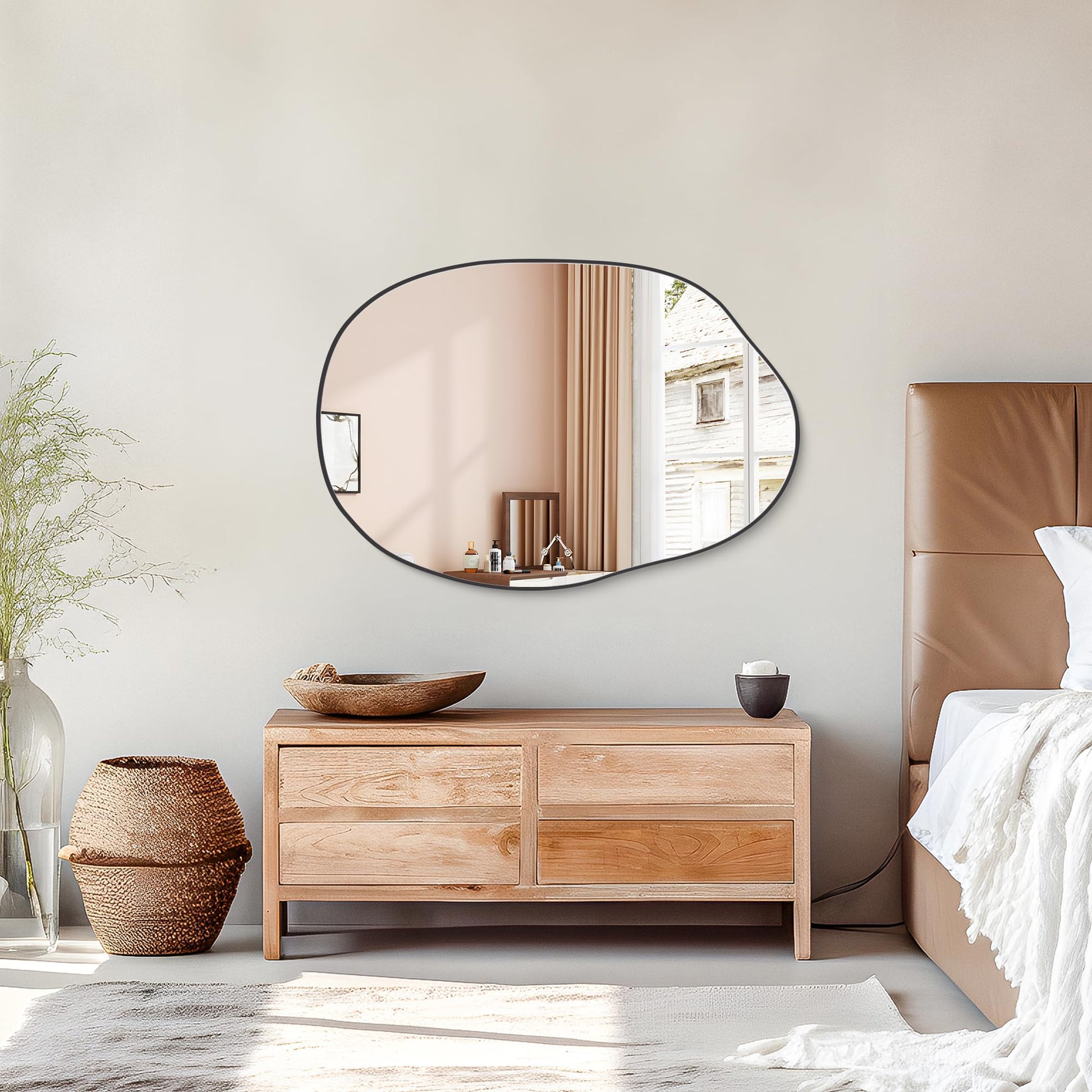 WOLIBEER Asymmetrischer Wandspiegel 60 x 80 cm,