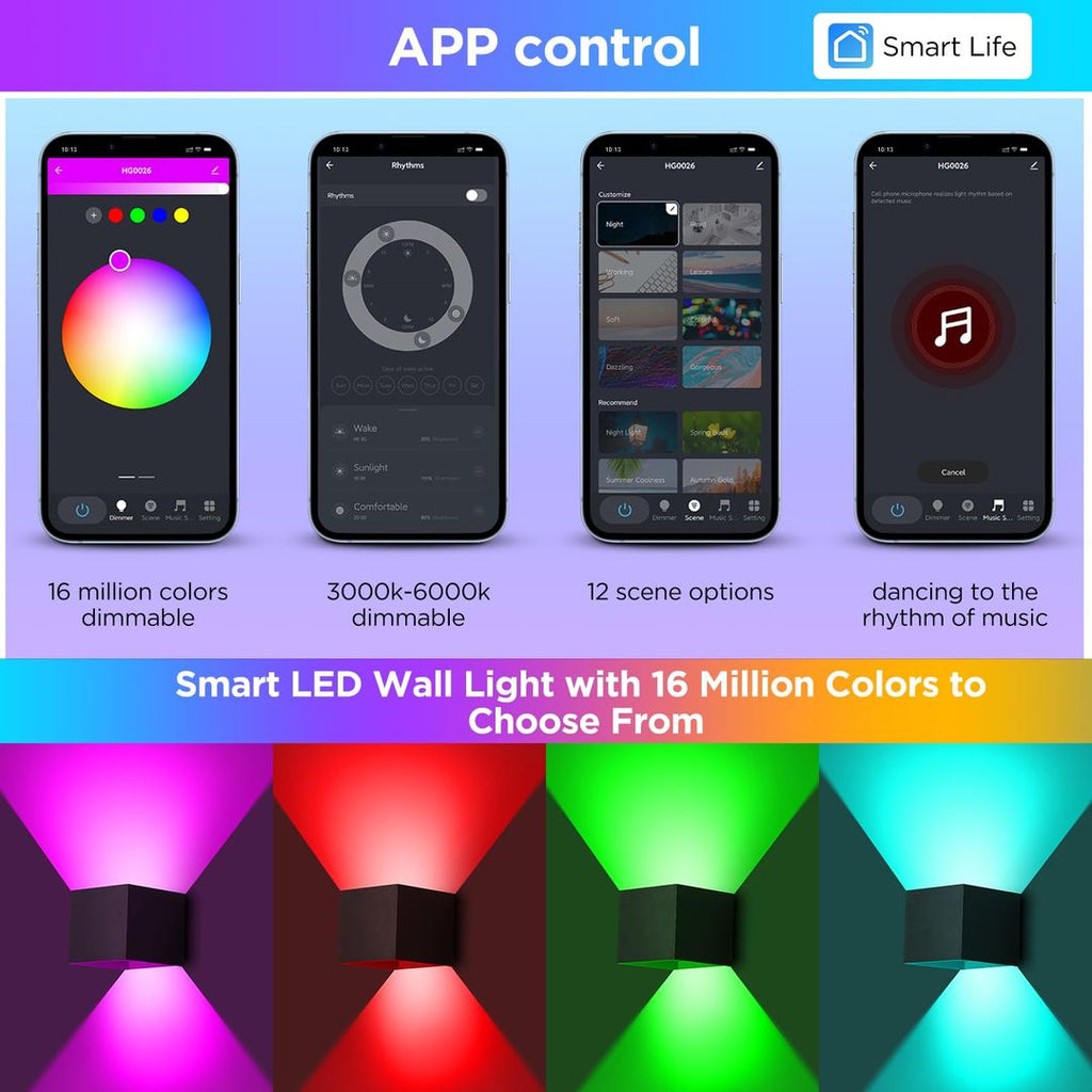 Smart RGB-LED-Wandleuchte mit App-Steuerung