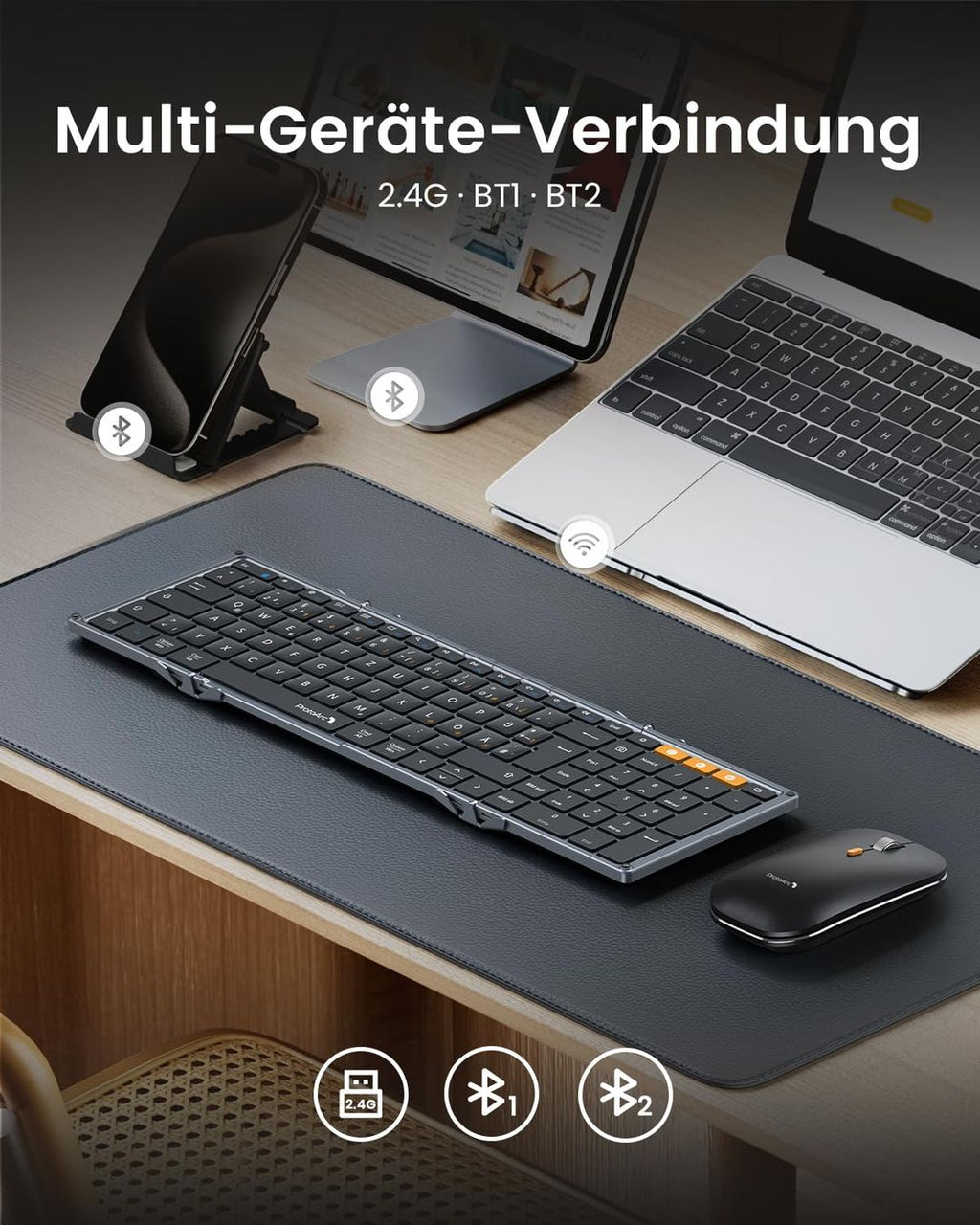 ProtoArc Faltbare Tastatur Kabellos und Maus