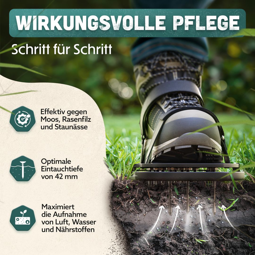 Rasenbelüftungsschuhe mit Federmechanik, vormontiert