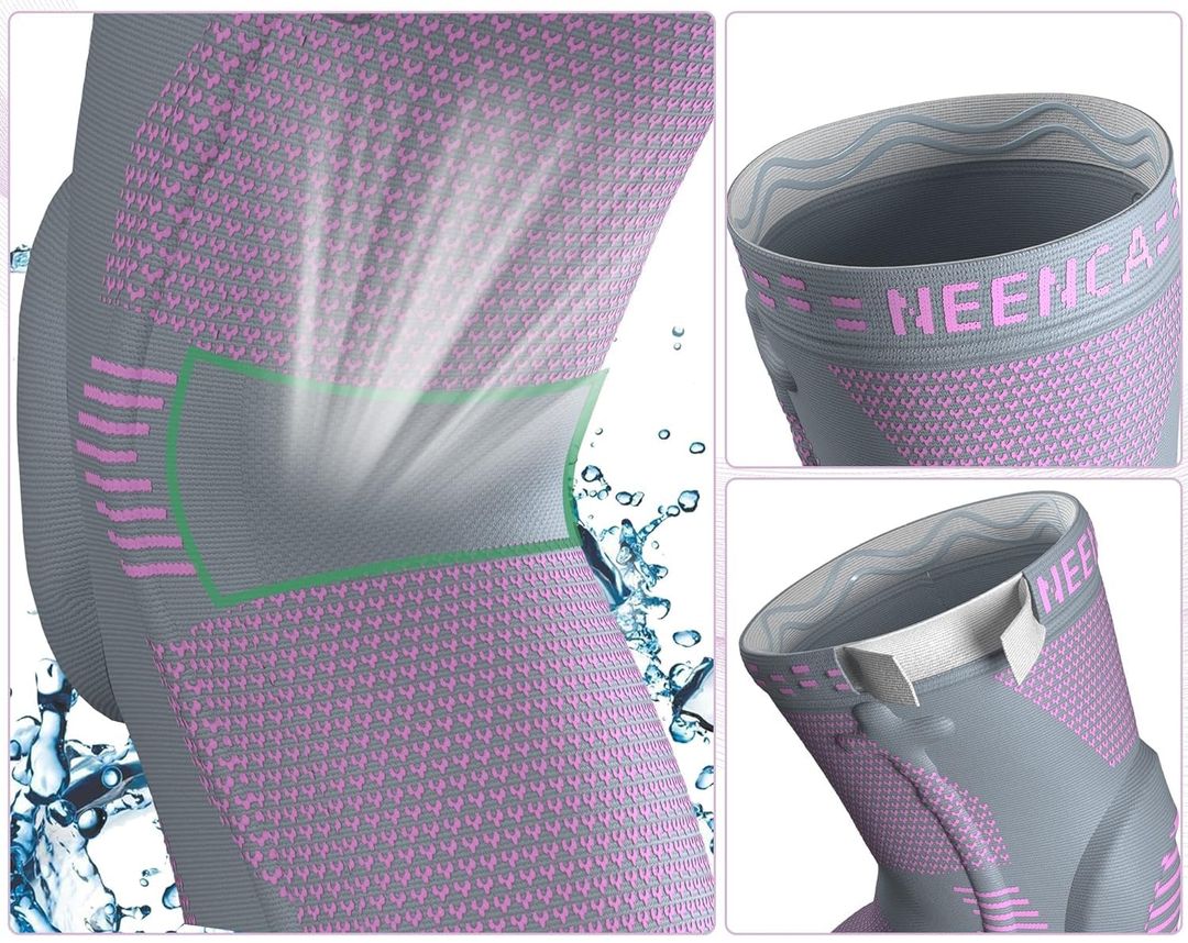 NEENCA Kniebandage mit Gelpolstern und Stabilisatoren, Schwarz