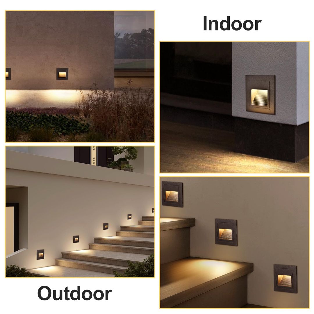 LED-Treppenleuchten im 8er-Set, Schwarz, 3000 K, IP65