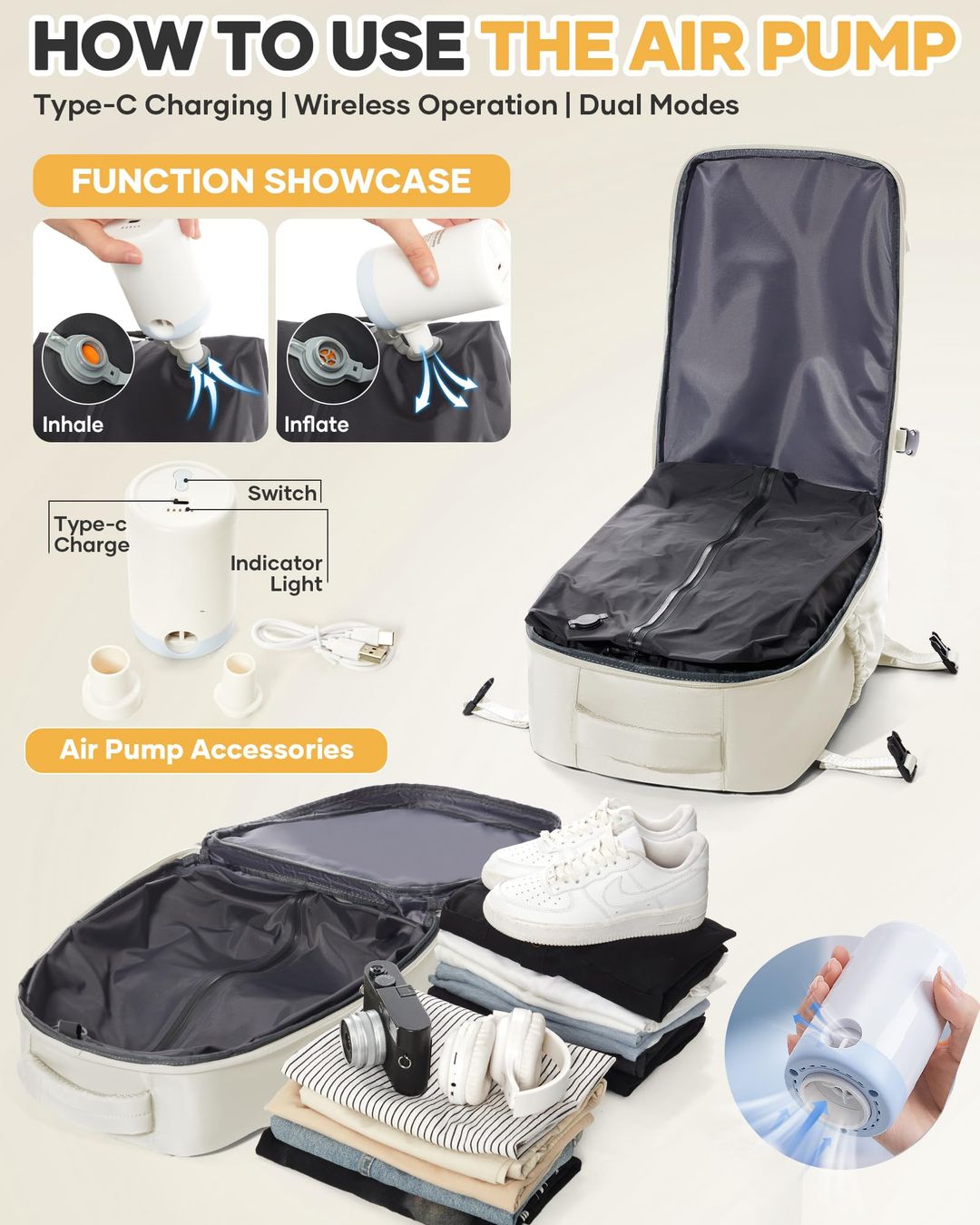 Vakuum Rucksack mit Pumpe