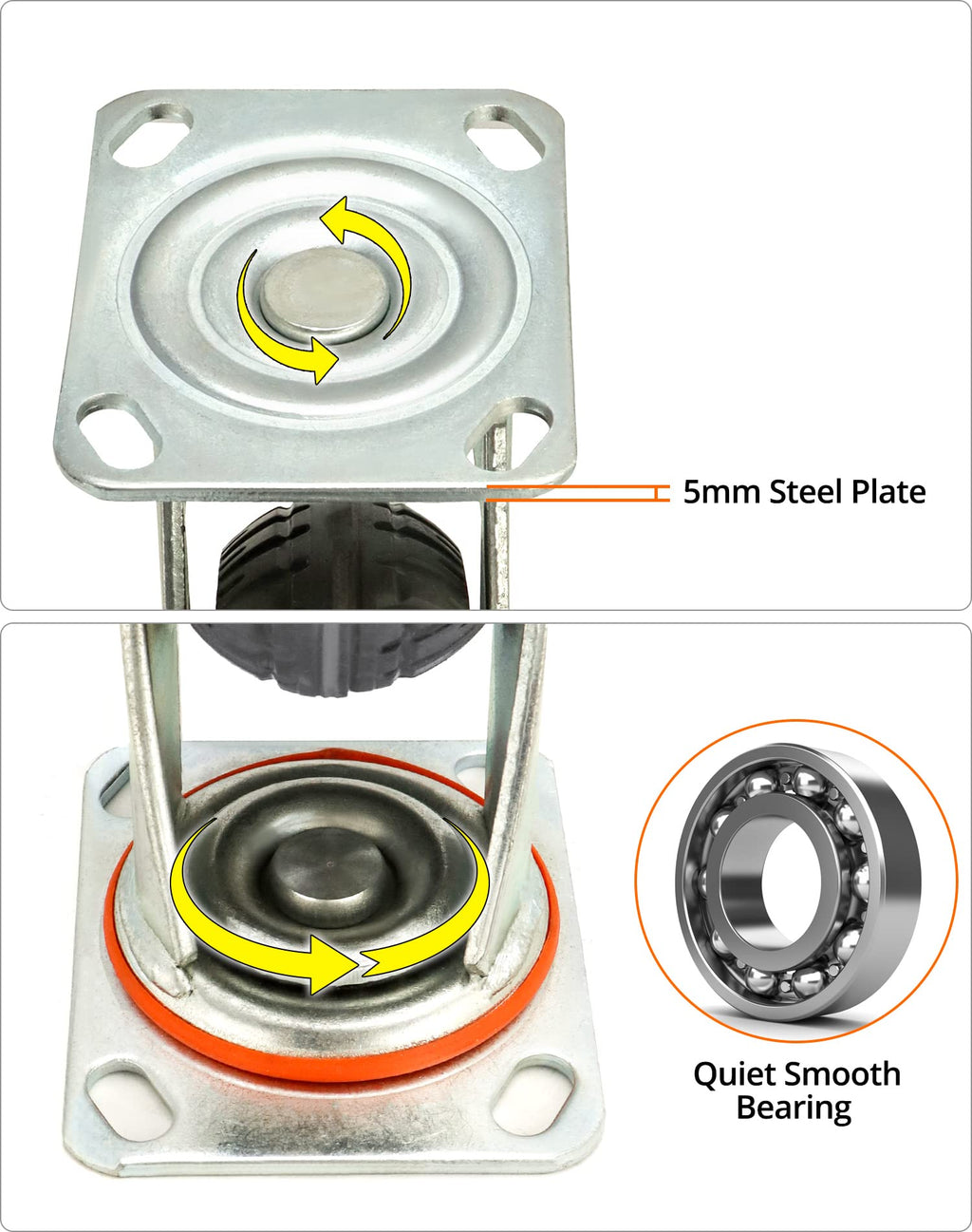 QWORK® 4 Stück Schwerlasträder 200 mm