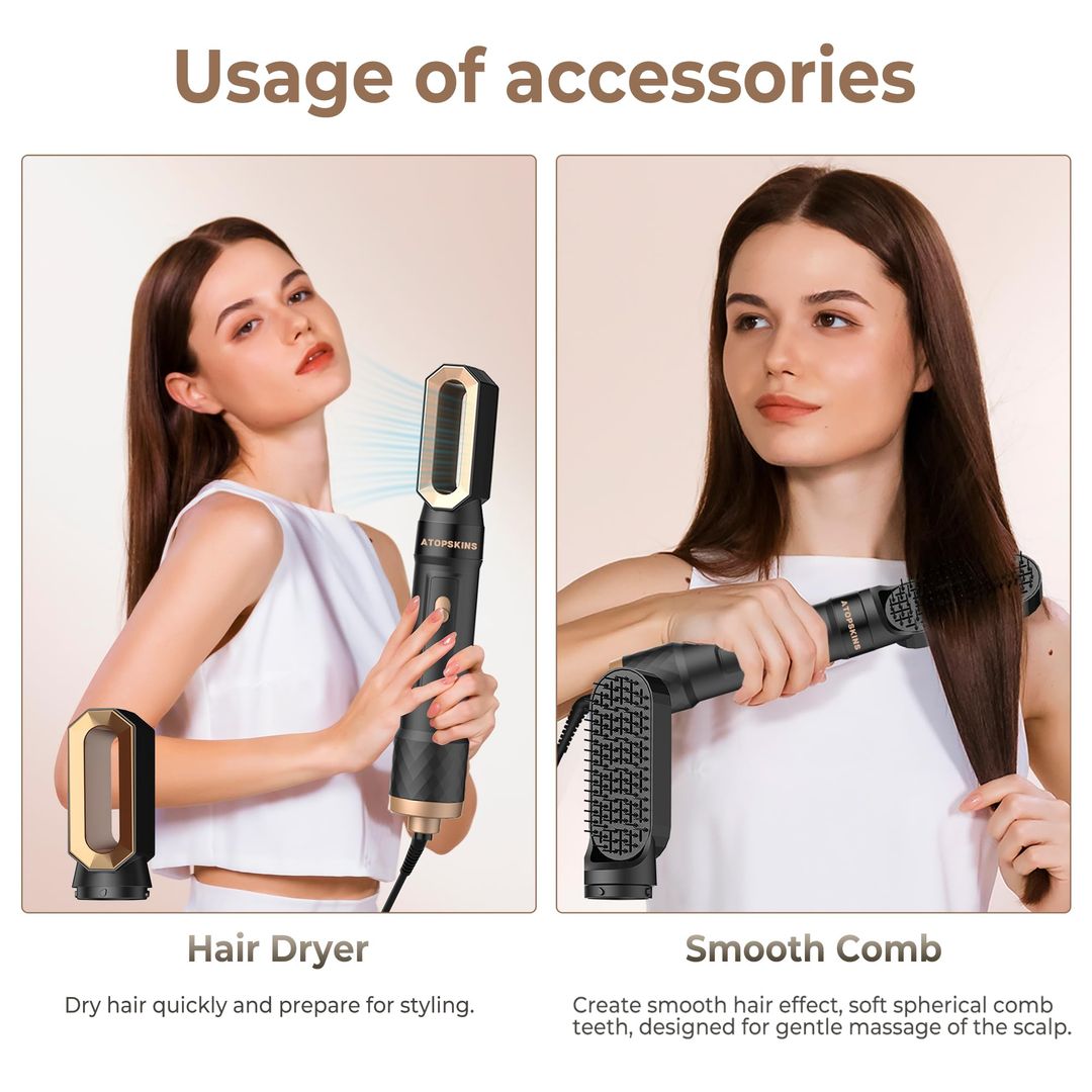 6-in-1 Heißluftbürste Haarstyler 1000W Ionic – Lockenbürste, Föhn & Glätter in einem