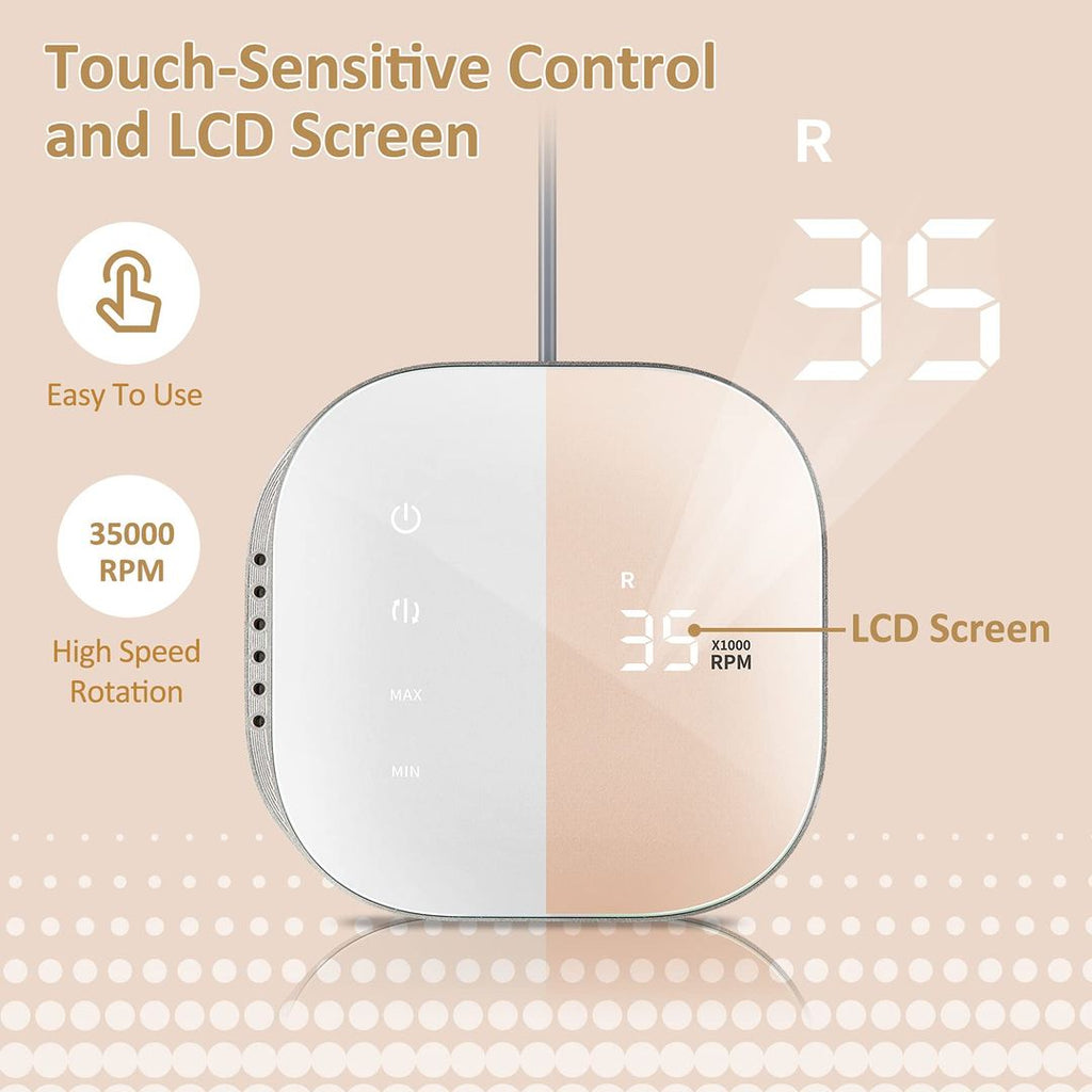 Madenia Elektrischer Nagelfräser TouchPro – 35.000 U/min, HD-Anzeige, 6 Bits, Pink