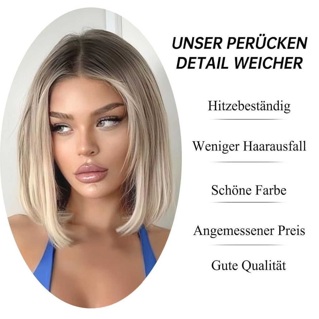 Kurze blonde Perücke für Frauen, 12 Zoll