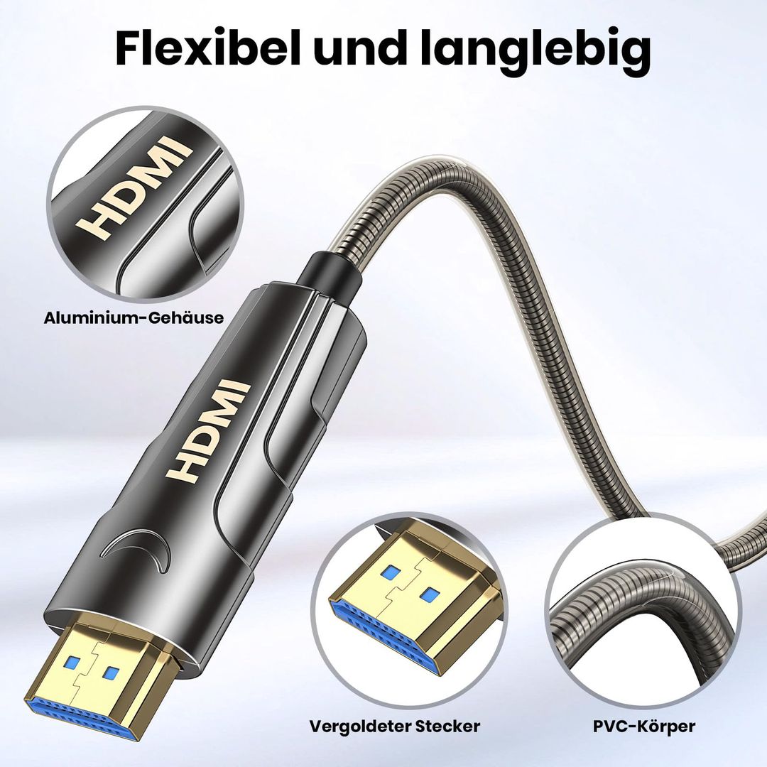 8K HDMI 2.1 Glasfaserkabel 30m – 48Gbps