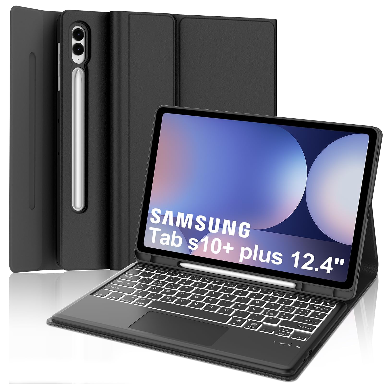 Bluetooth-Tastaturcover mit Touchpad für Samsung Galaxy Tab S10 Plus/S9 FE Plus/S9 Plus