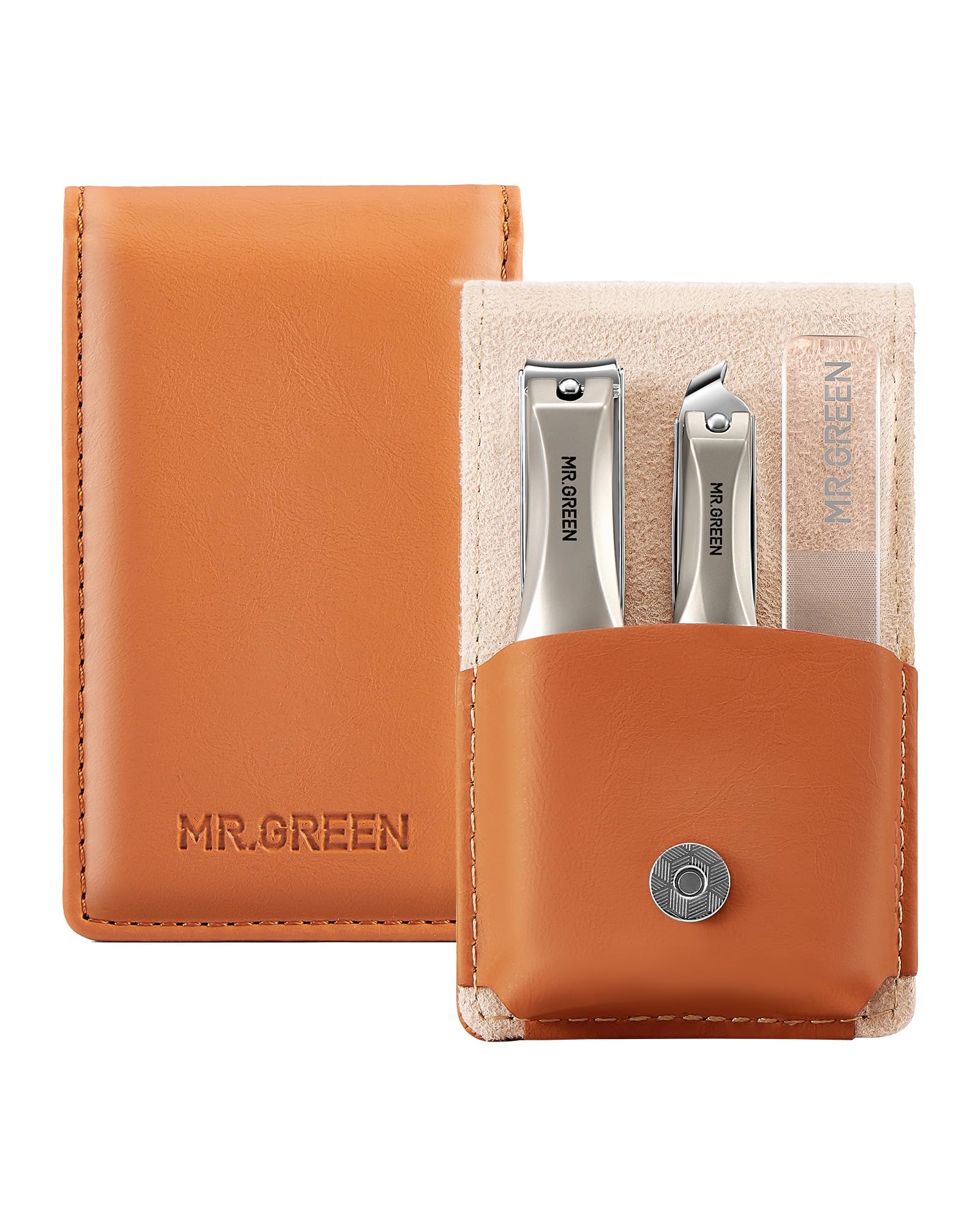 MR.GREEN 3-teiliges Nagelknipser-Set – Nagelfeile, Spritzschutz, Lederetui
