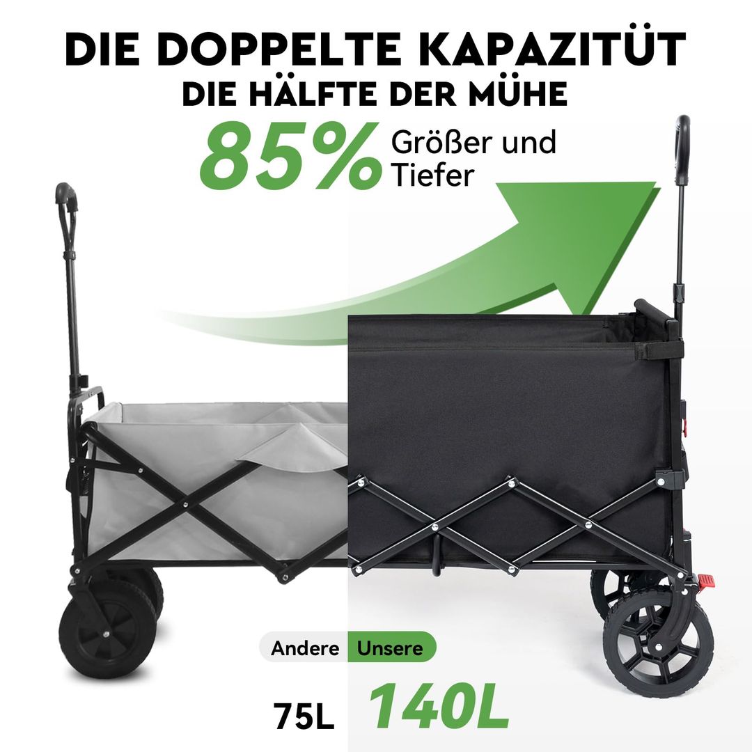 Falttrolley Bollerwagen Faltbar – 140L, 150kg