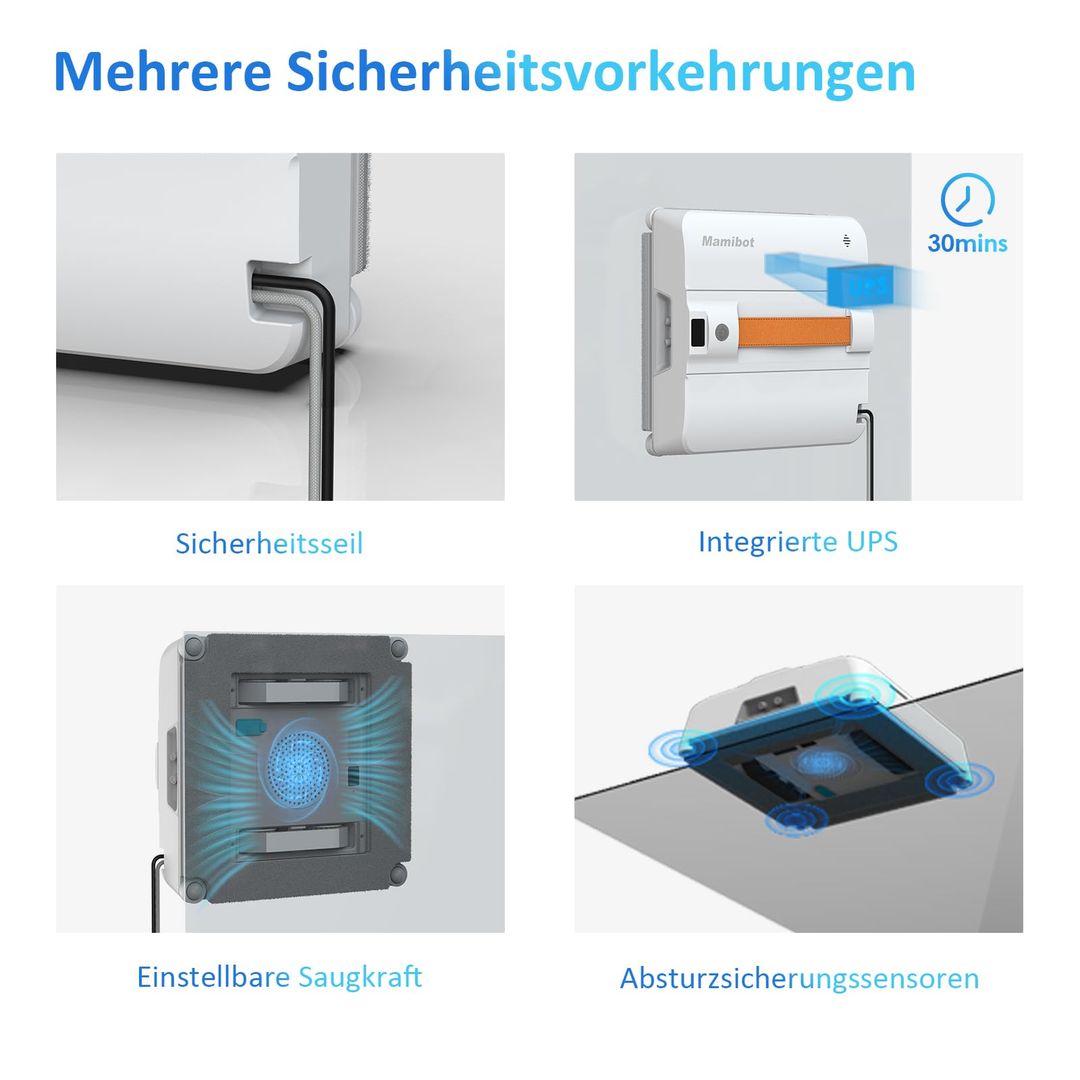Mamibot W120-DP Fensterreinigungsroboter mit Sprühfunktion – Weiß/Grau