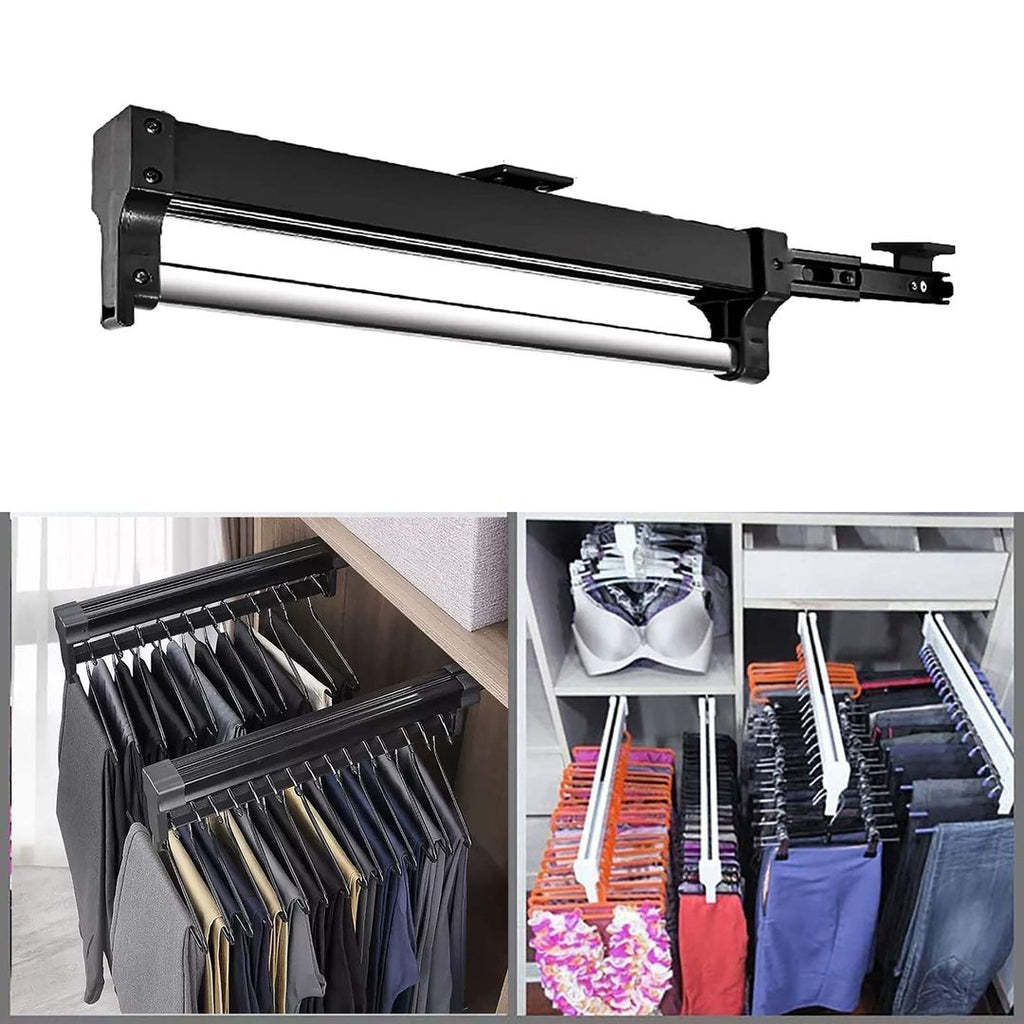 Teleskop-Kleiderstange Ausziehbar – Verstellbar, Schwarz, 347mm, Wandmontage