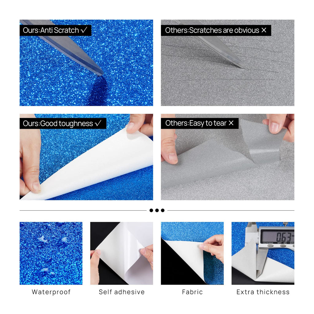 FunStick Glitzerfolie selbstklebend Dunkelblau – Vinyl Klebefolie 40 cm x 6 m