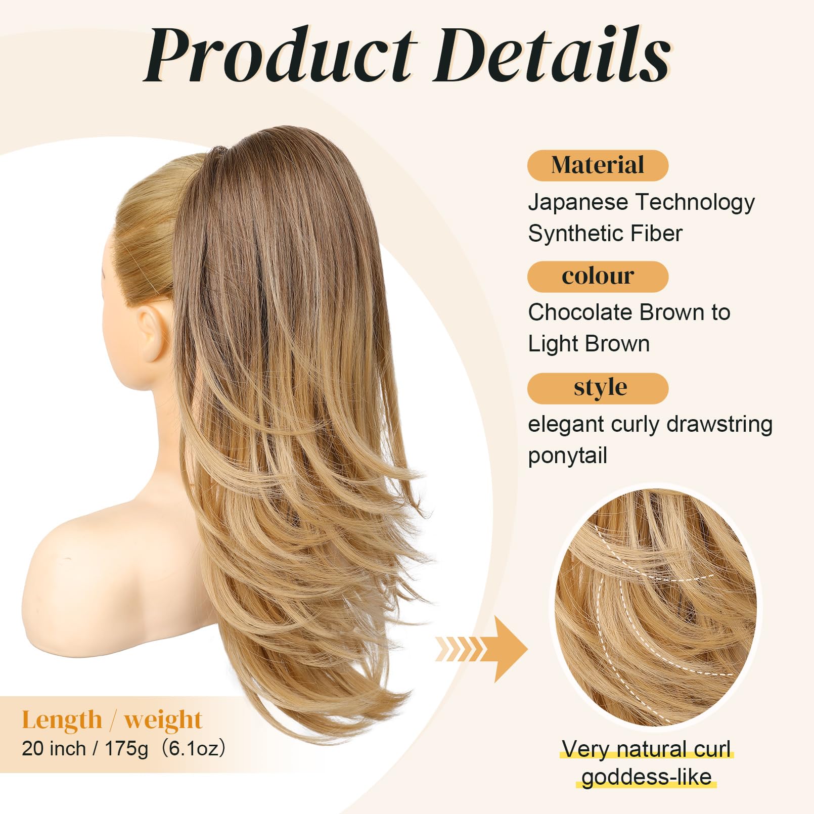 Pferdeschwanz-Haarverlängerung 50 cm