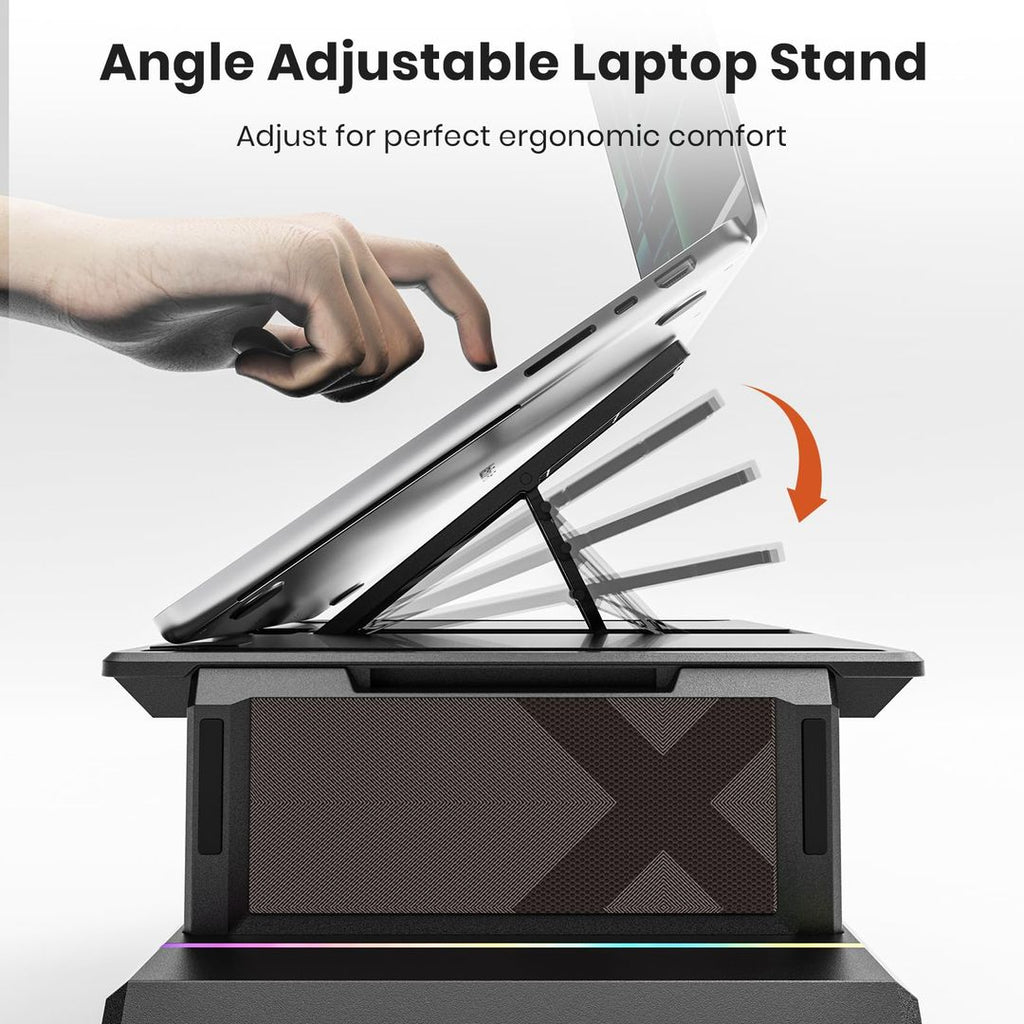 Dual-Monitor-Ständer/Desktop-Organizer mit Schublade/RGB-Licht, Tastatur