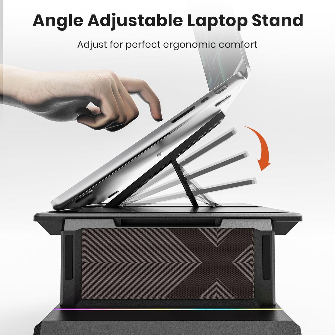 Dual-Monitor-Ständer/Desktop-Organizer mit Schublade/RGB-Licht, Tastatur