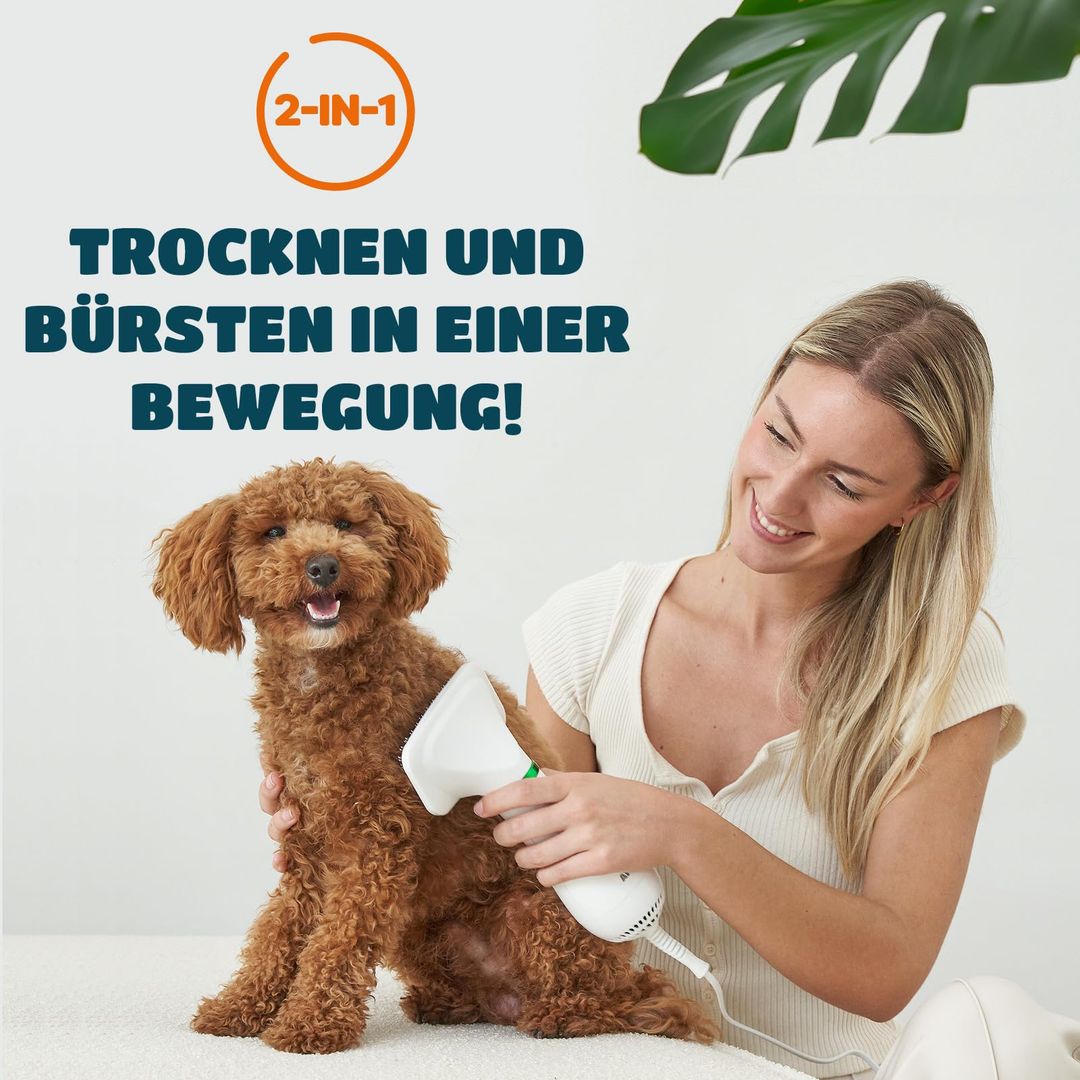 Hundehaartrockner | 2-in-1 Haartrockner mit Bürste