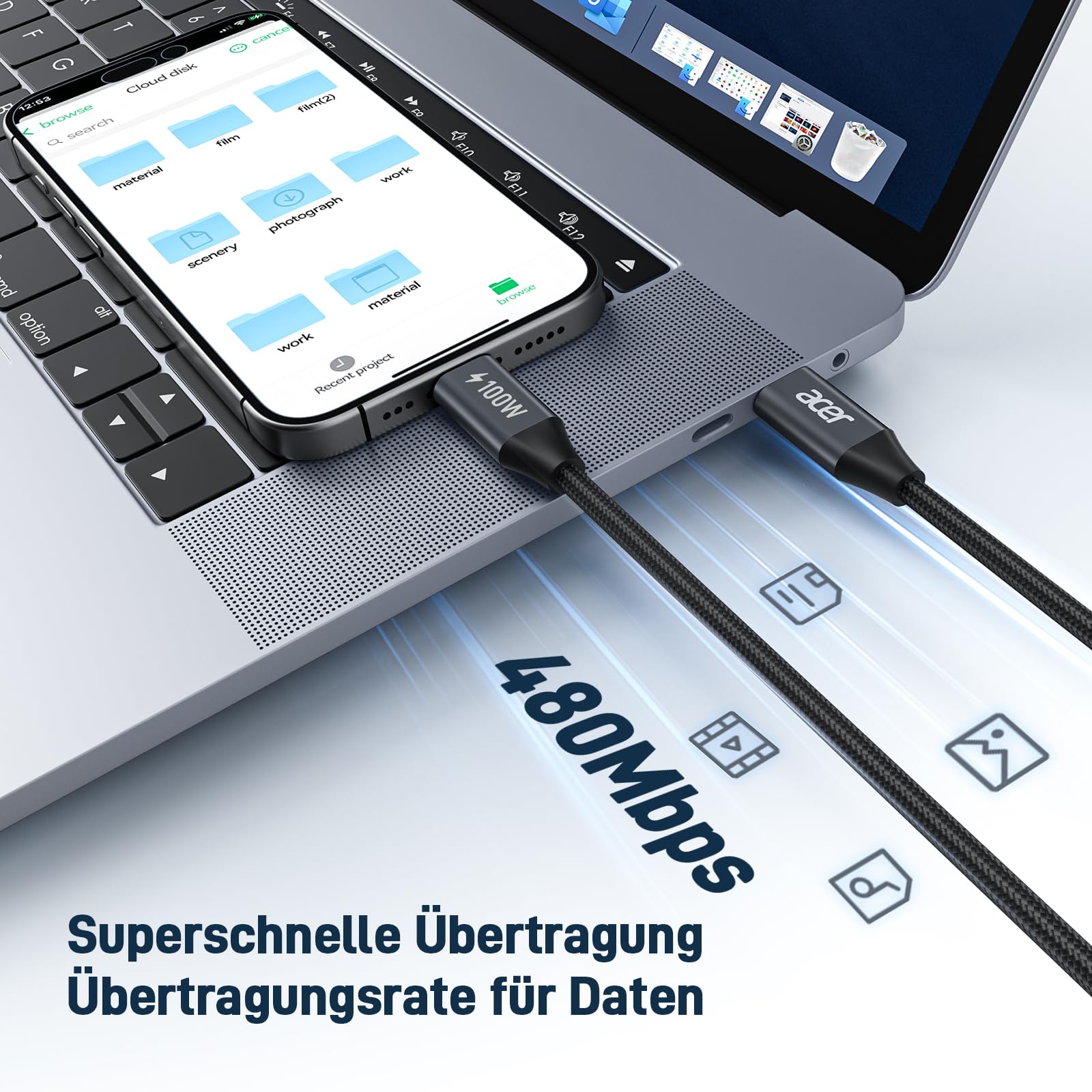 Заряден кабел Acer USB-C 100W