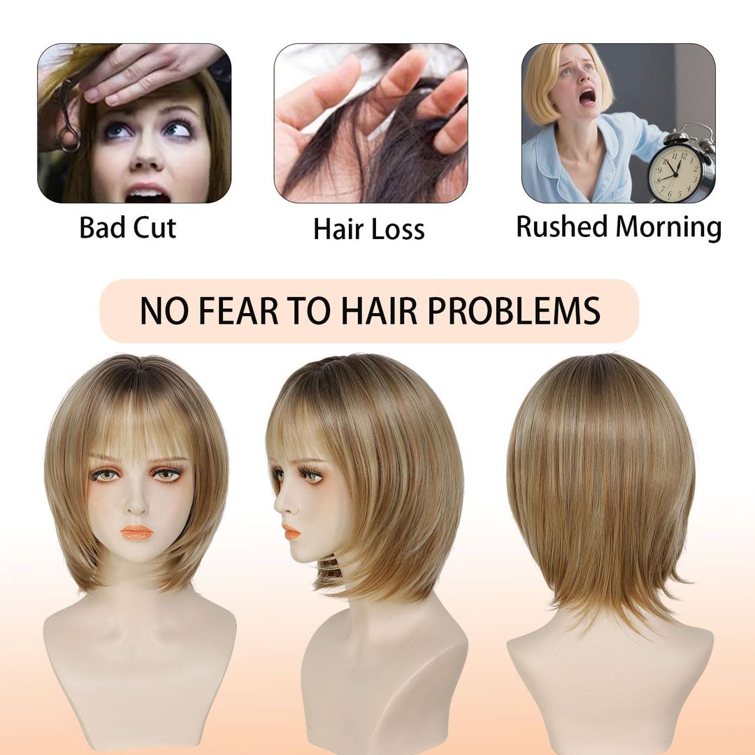 Bob-Perücke mit Pony-Ombre-Blond