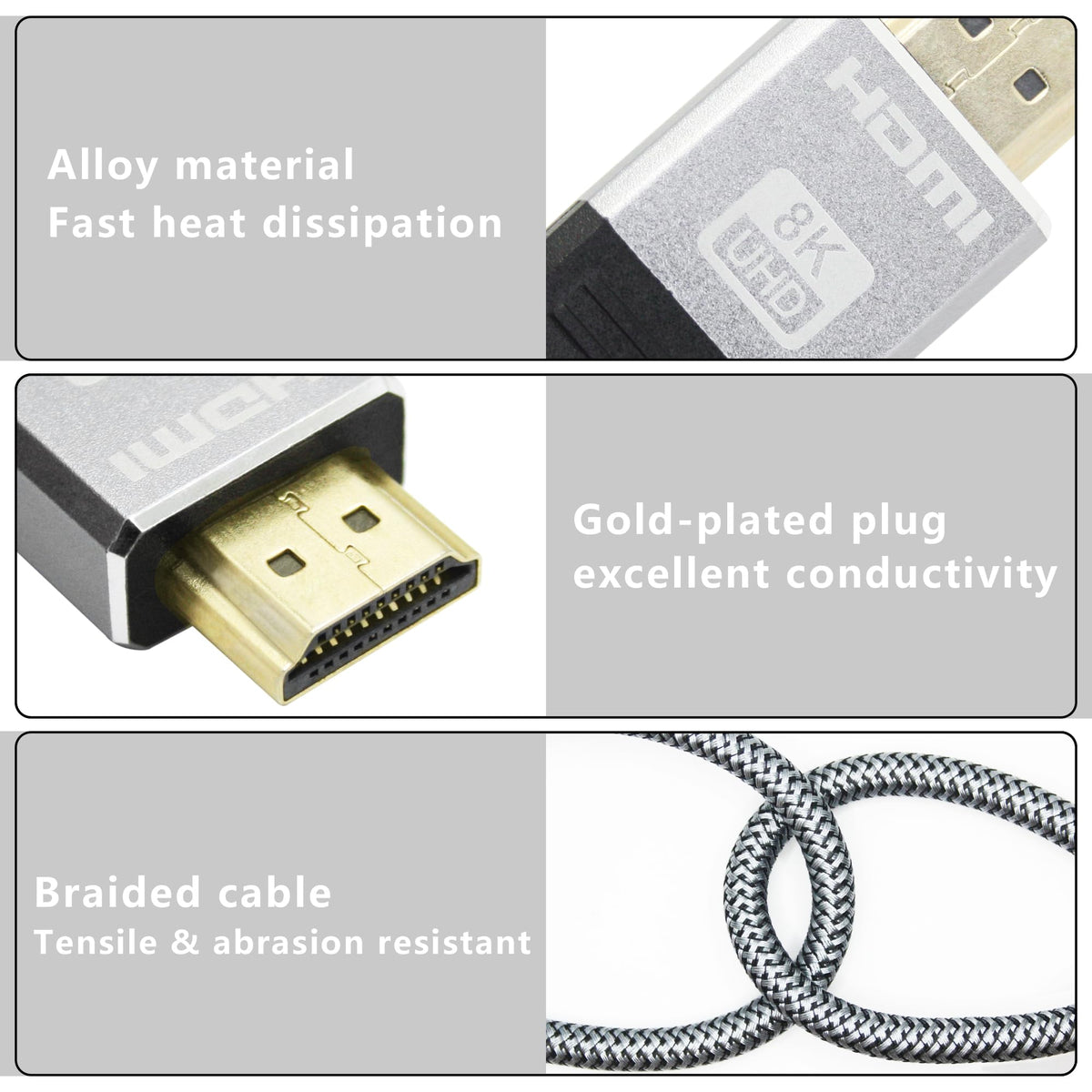 HDMI-2.1-Kabel, 1 m, 8K bei 60 Hz und 4K bei 144 Hz