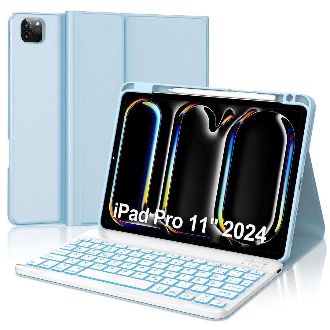 IVEOPPE Hülle mit Tastatur für iPad Pro 11" 2024 (M4)