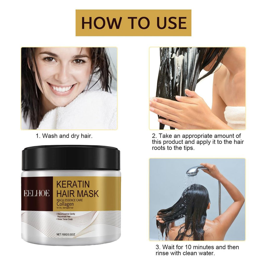 Keratin-Haarmaske – 100 g, Collagen, Tiefenreparatur, Arganöl, Für Geschädigtes Haar