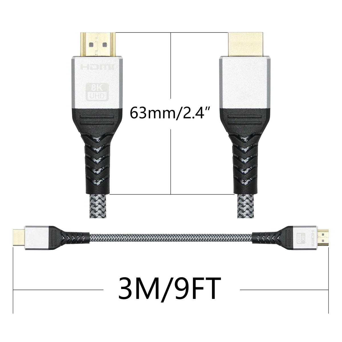 HDMI-2.1-Kabel, 3 m, 8K bei 60 Hz und 4K bei 144 Hz