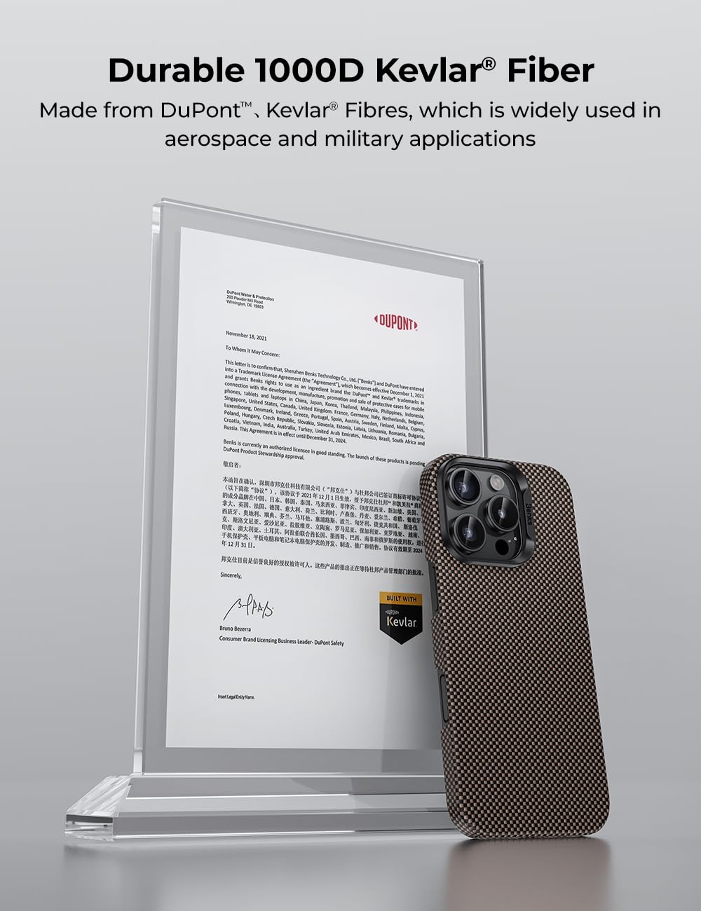 BENKS ArmorTint Hülle – iPhone 16 Pro, MagSafe, Kevlar Aramidfaser, Kameraschutz, Goldene Morgenröte