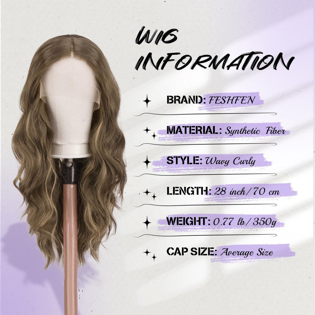 Front Perücke, Braun mit Blond 70 cm
