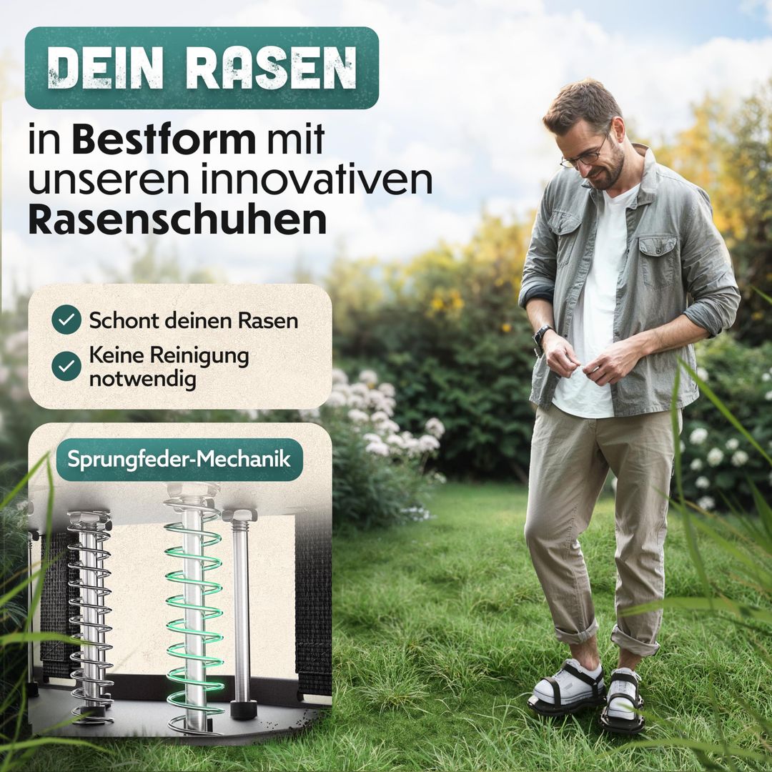 Rasenbelüftungsschuhe mit Federmechanik, vormontiert