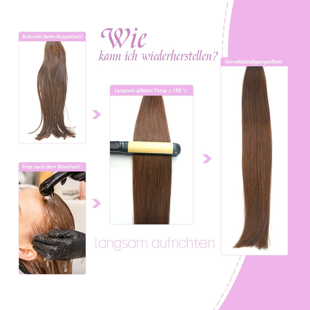 Lieblich Welle Tape Extensions Echthaar 55 cm 20 Stück – Mittelbraun