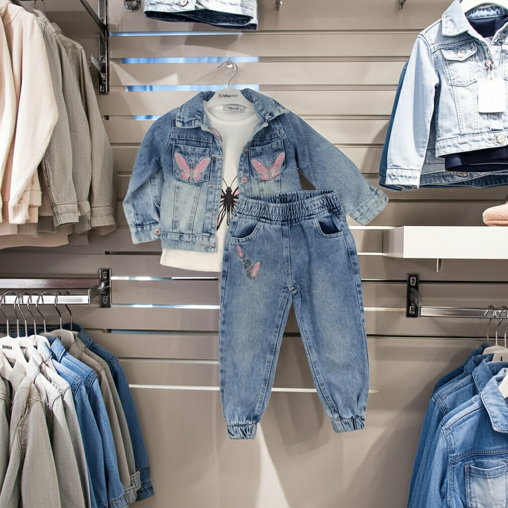 3-er Set Jeans mit Jacke, Große 4/6 Jahre