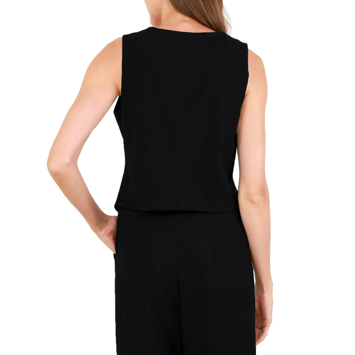 Damen-Wollweste mit V-Ausschnitt und Knöpfen, Slim Fit
