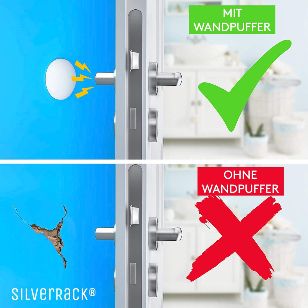 SilverRack Türstopper für die Wand [10er-Pack] – Selbstklebend, Weiß, Silikon, 07 Zubehör, Türstopper, Türschutz für Zimmertüren