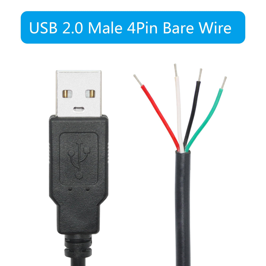 USB-A-Buchse mit offenem Kabelende, 4-polig, 5 V/2 A, ca. 28 cm