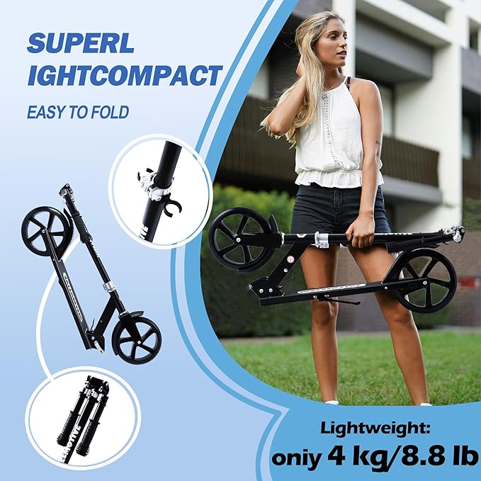 Welmotive Tretroller für Kinder und Erwachsene – Faltbarer City-Scooter