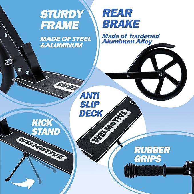 Welmotive Tretroller für Kinder und Erwachsene – Faltbarer City-Scooter