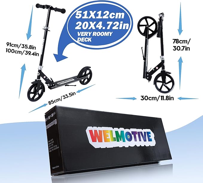 Welmotive Tretroller für Kinder und Erwachsene – Faltbarer City-Scooter