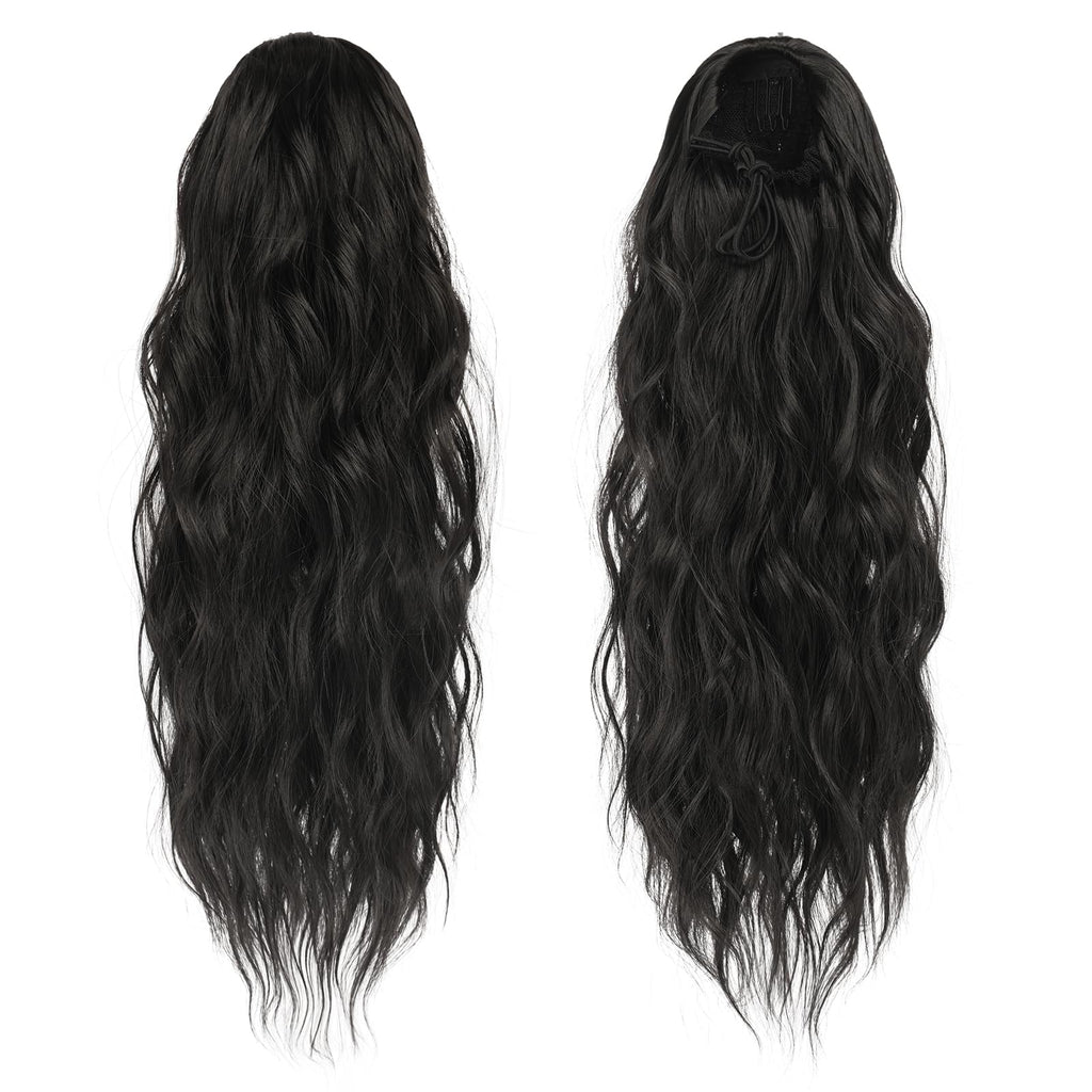 schwarze Pferdeschwanzverlängerung mit Zugband 45cm