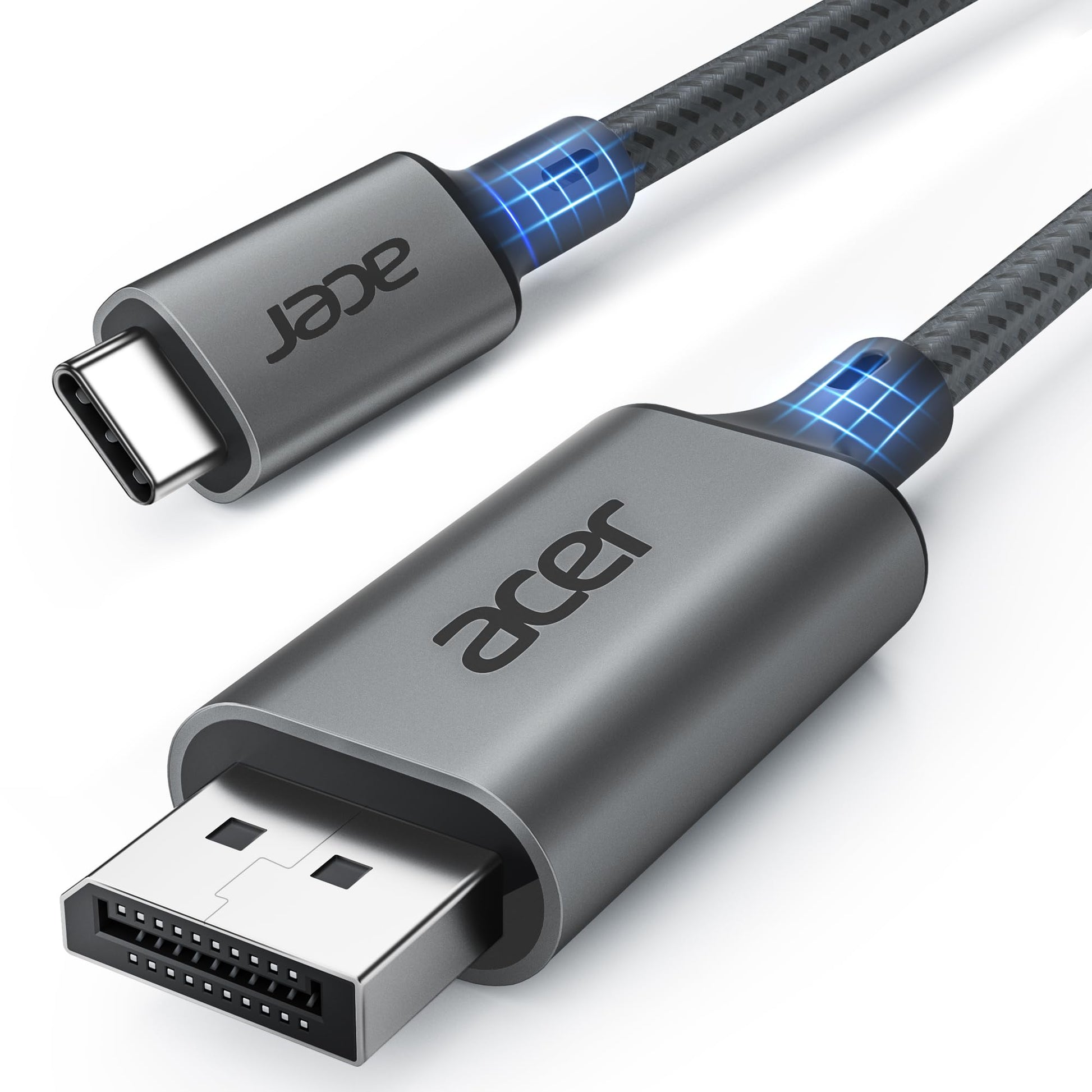 Кабел Acer USB-C към DisplayPort (4K@60Hz, 2K@165Hz), кабел Type-C Thunderbolt 3/4 към DP с MST