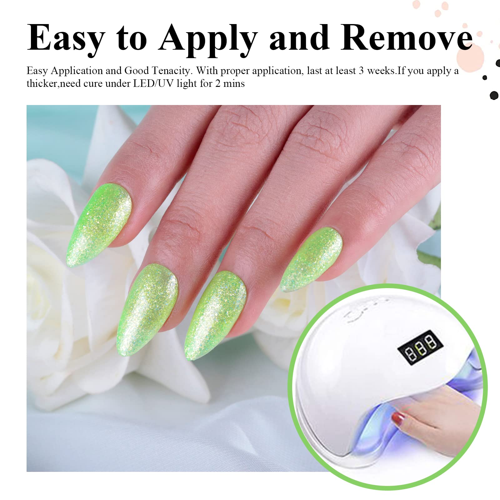 Glitzer-Gel-Nagellack – 15 ml - leuchtend grün