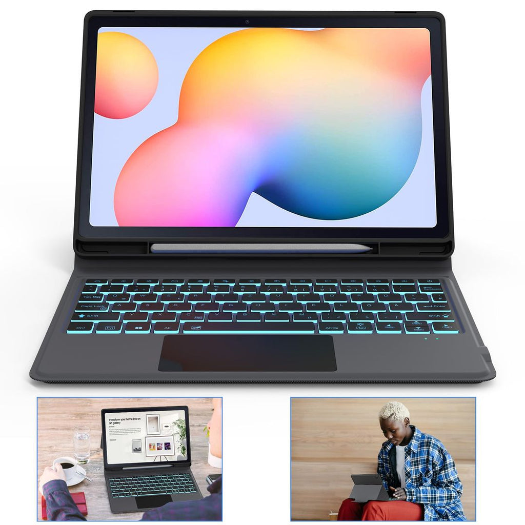 Hülle mit QWERTZ Tastatur – Samsung Galaxy Tab S6 Lite 10,4 Zoll, Trackpad, Stifthalter