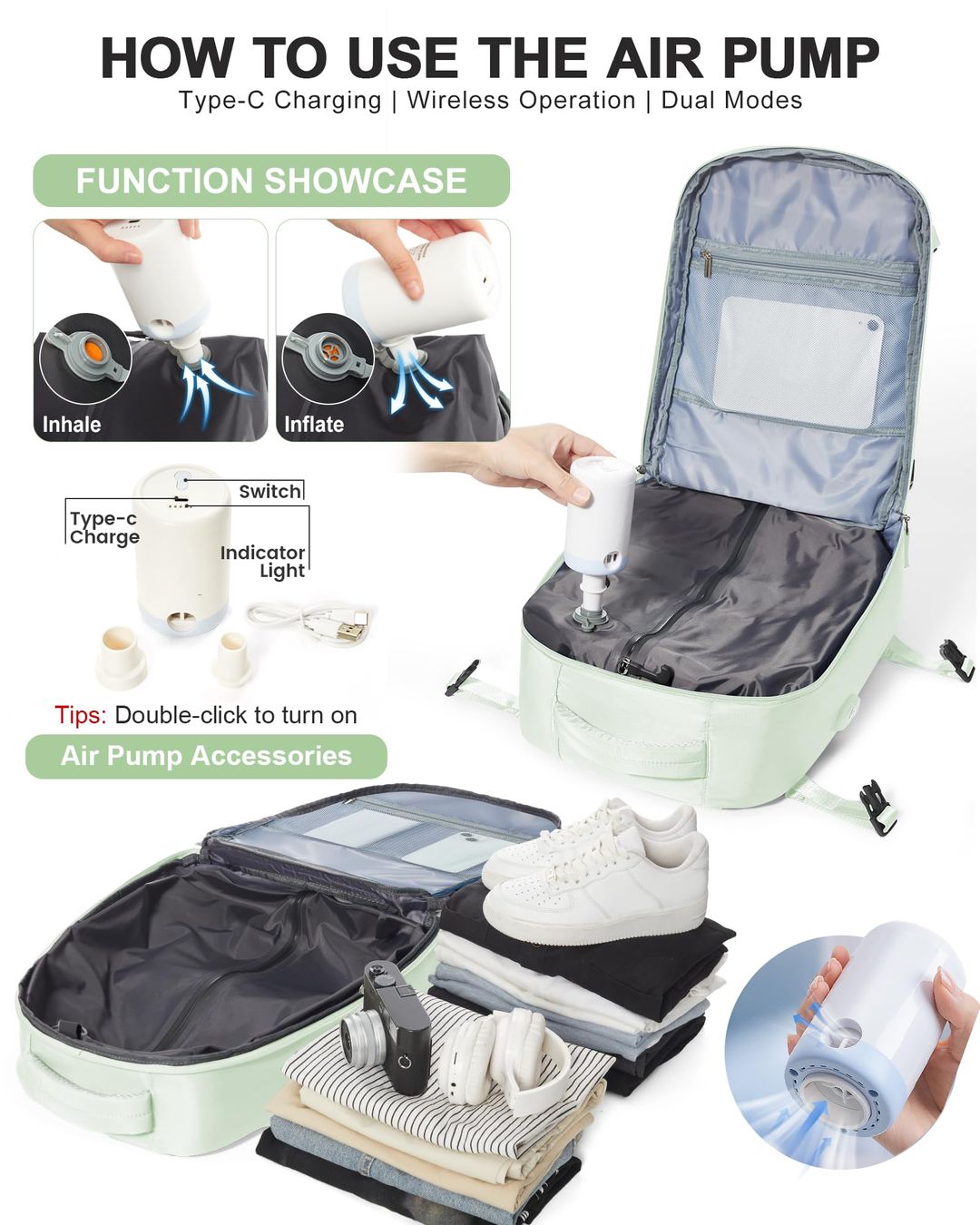 Vakuum Rucksack mit Pumpe