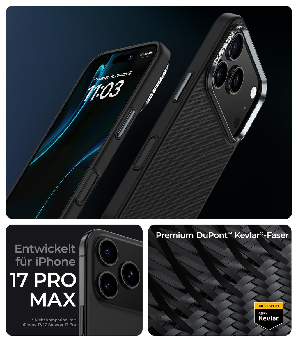 BENKS ArmorPro Hülle – iPhone 17 Pro Max, Schwarz, Militärqualität