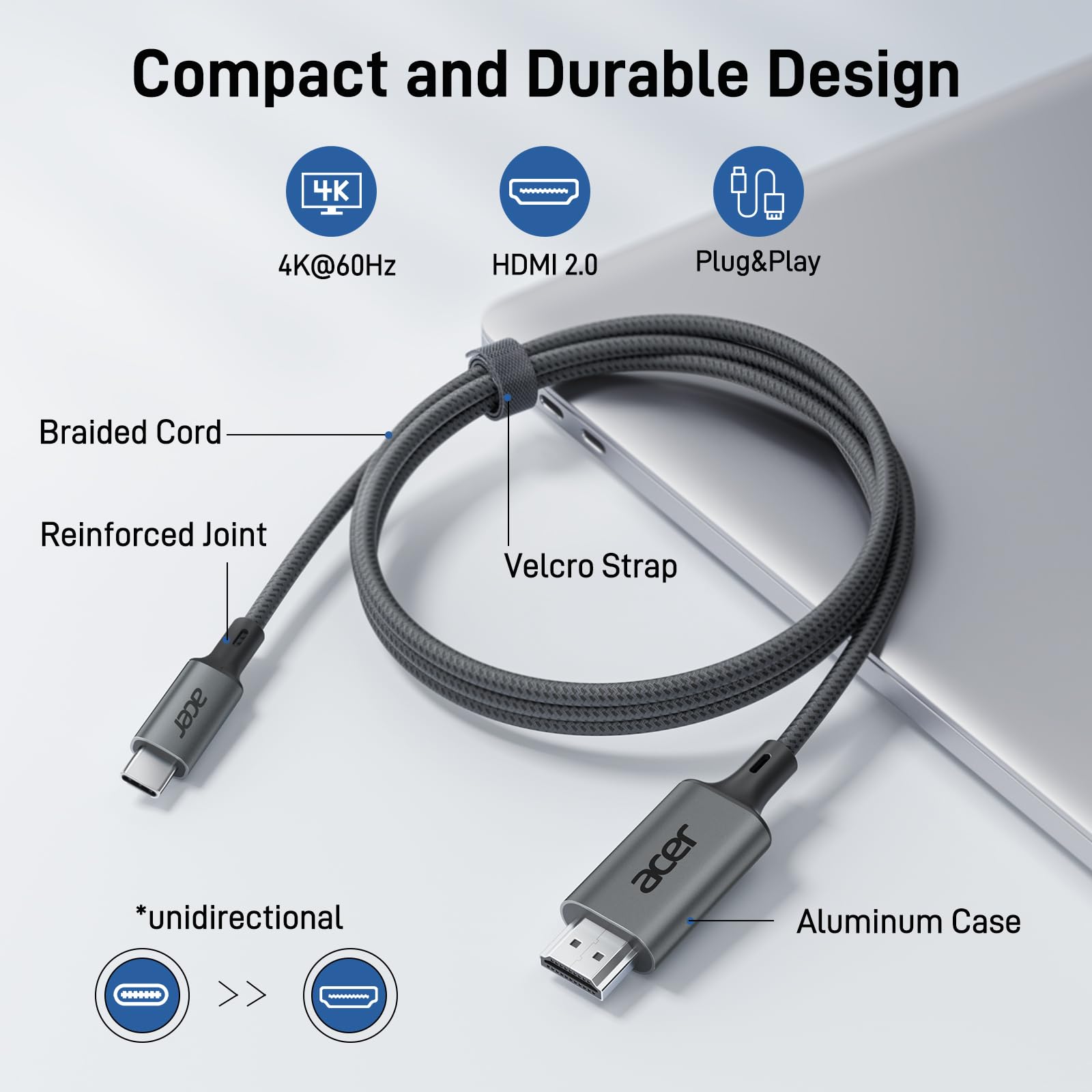 Кабел Acer USB-C към HDMI 4K@60Hz