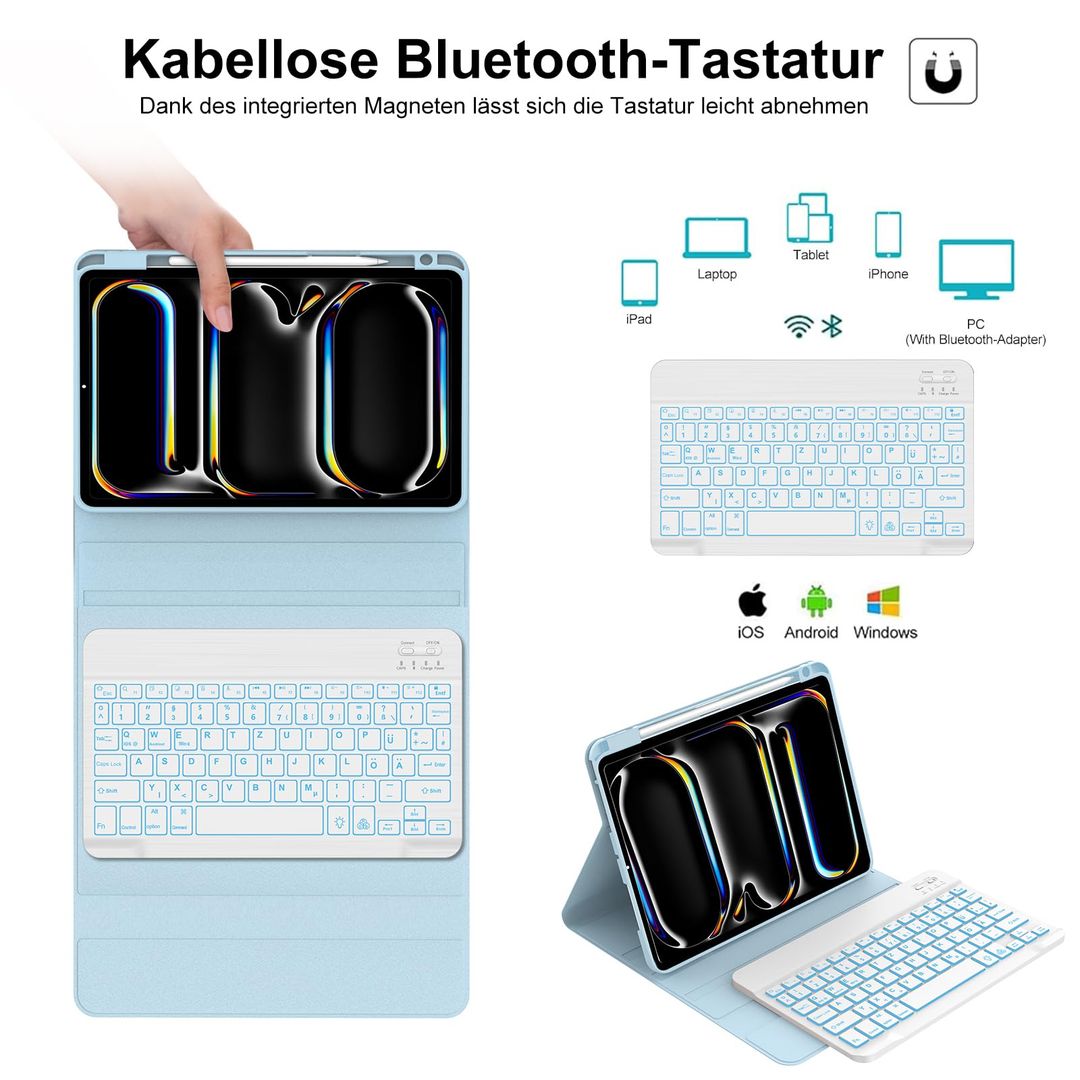 IVEOPPE Hülle mit Tastatur für iPad Pro 11" 2024 (M4)