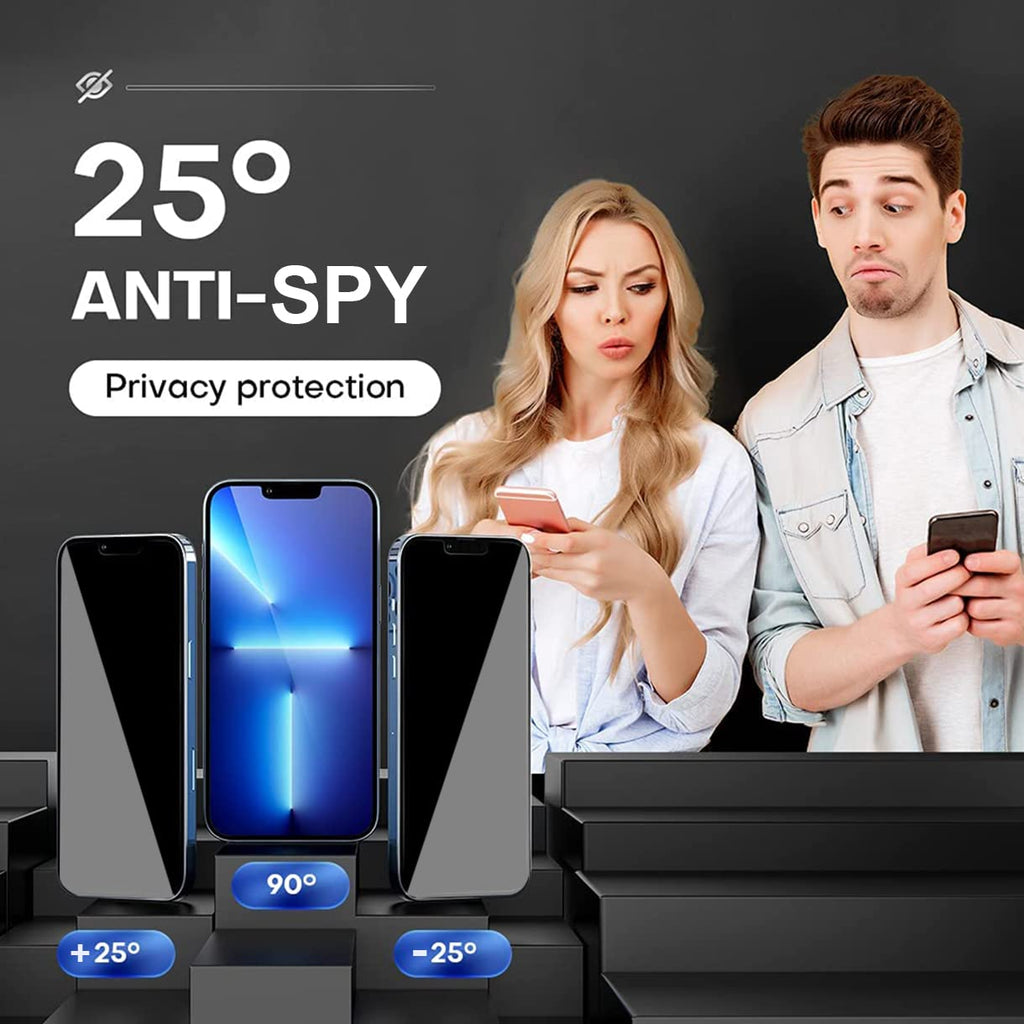 Anti Spy Hülle – iPhone 12 Pro Max, 360 Grad, Sichtschutz, Panzerglas, Gold