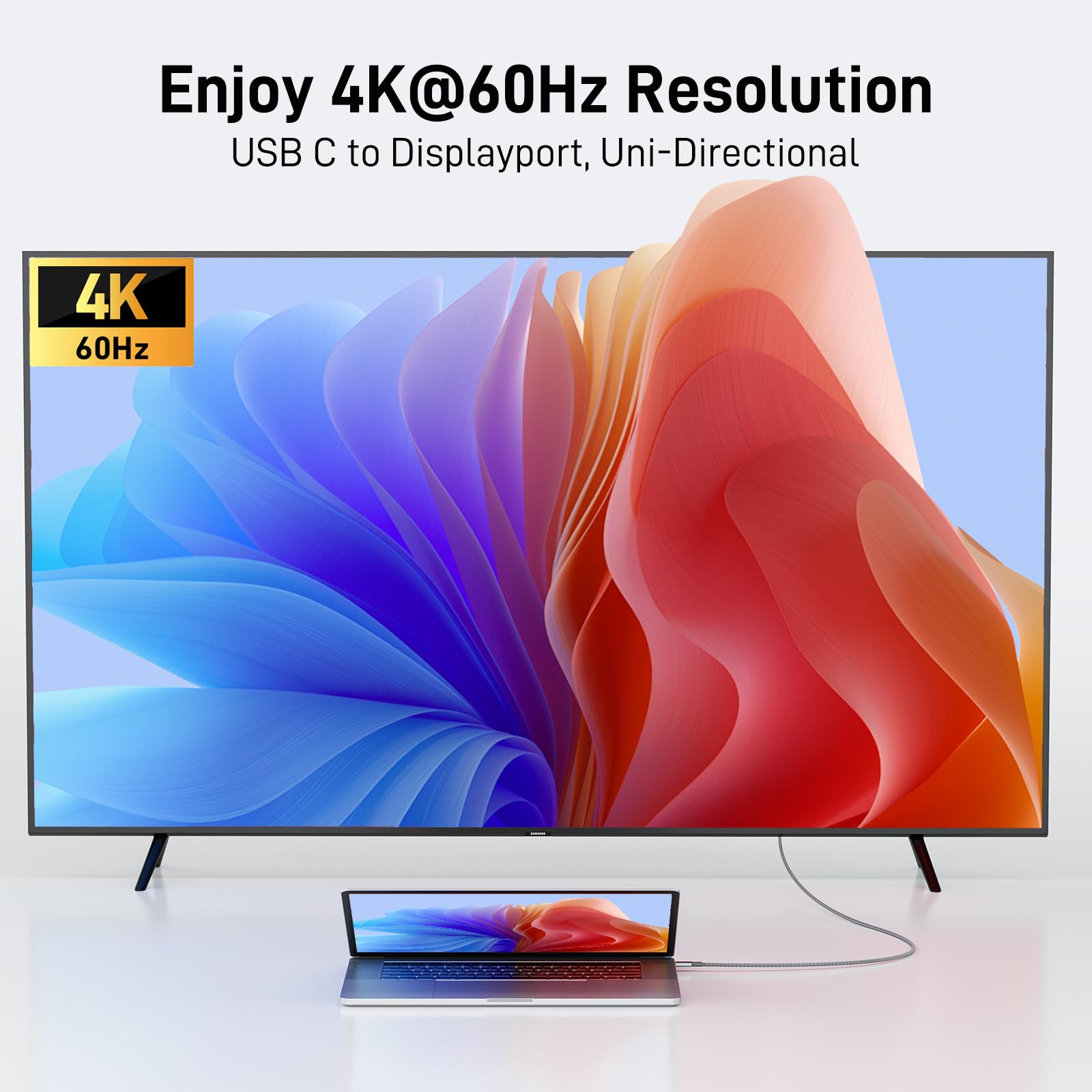 Кабел Acer USB-C към DisplayPort (4K@60Hz, 2K@165Hz), кабел Type-C Thunderbolt 3/4 към DP с MST